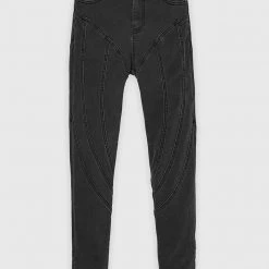 Woman Denim Contour Seam Detail Skinny Jeans - Washed Black
