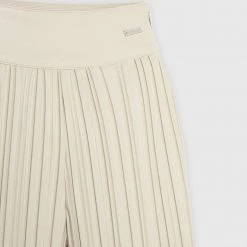 Woman Trousers Pleated Leather Trousers - Beige