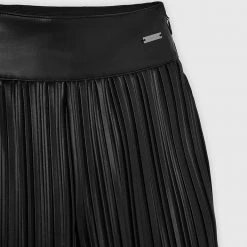 Woman Trousers Pleated Leather Trousers - Black