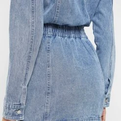 Woman Dresses Denim Mini Dress - Mid Blue