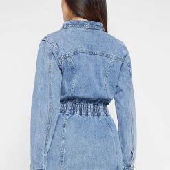 Woman Dresses Denim Mini Dress - Mid Blue
