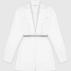 Woman Jumpsuits JUMPSUITS & PLAYSUITS Blazer Playsuit With Chain - White