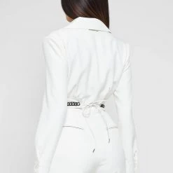 Woman Jumpsuits JUMPSUITS & PLAYSUITS Blazer Playsuit With Chain - White