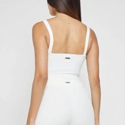 Woman Tops Vegan Leather & Shirred Mesh Bodysuit - White BODYSUITS