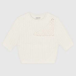 Woman Tops Knitted Lace Up Top - Beige