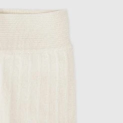 Woman Leggings Knitted Lace Up Leggings - Beige