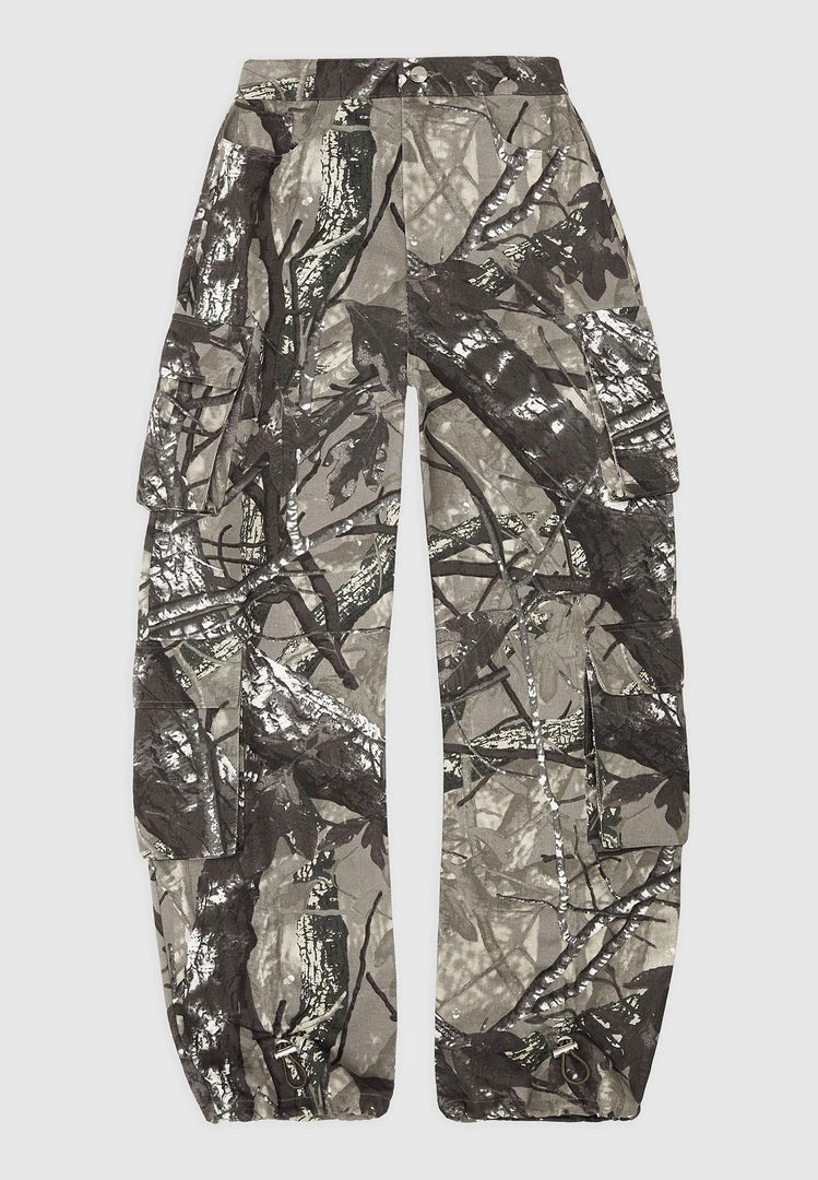 Woman Trousers Wide Leg Camo Cargo Pants - Khaki CARGO PANTS & JOGGERS