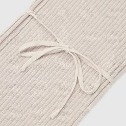 Woman Trousers Knitted Two Tone Trousers With Ties - Beige