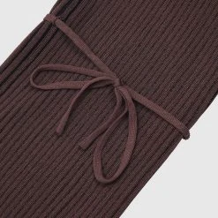 Woman Trousers Knitted Two Tone Trousers With Ties - Brown