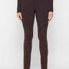 Woman Trousers Knitted Two Tone Trousers With Ties - Brown