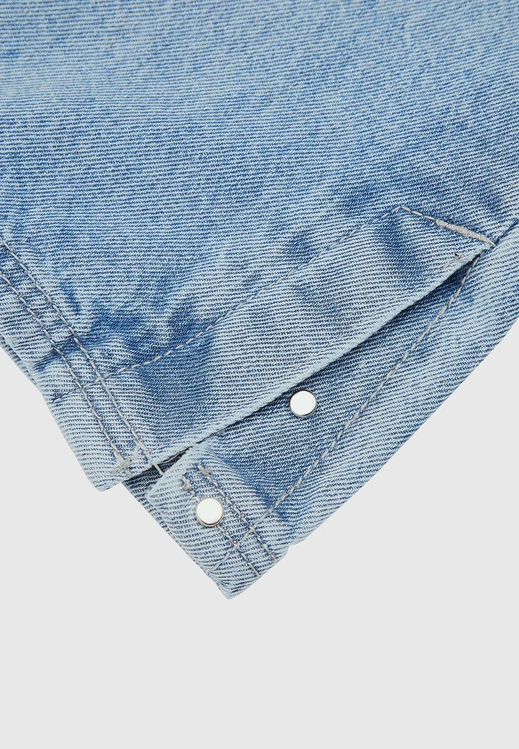 Woman Denim Denim Cargo Mom Jeans - Mid Blue