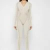 Woman Jumpsuits Knitted Contour Jumpsuit - Beige JUMPSUITS & PLAYSUITS