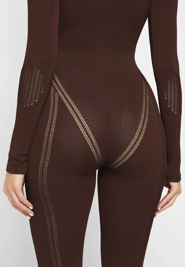 Woman Jumpsuits Knitted Contour Jumpsuit - Brown JUMPSUITS & PLAYSUITS
