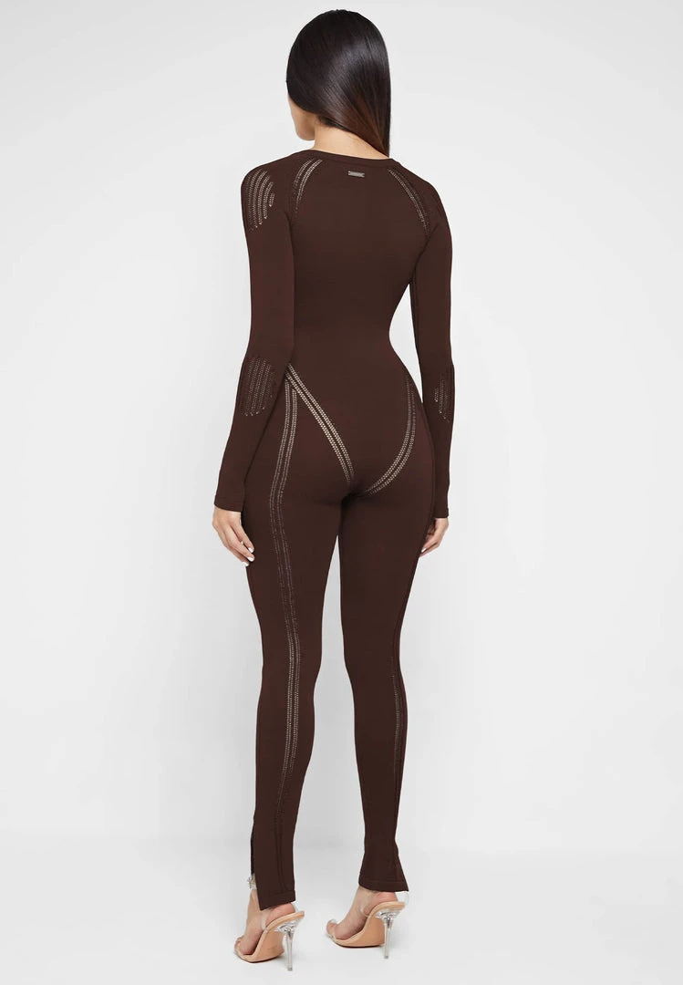 Woman Jumpsuits Knitted Contour Jumpsuit - Brown JUMPSUITS & PLAYSUITS