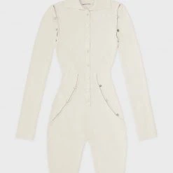 Woman Jumpsuits Knitted Cut Out Playsuit - Beige JUMPSUITS & PLAYSUITS