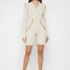 Woman Jumpsuits Knitted Cut Out Playsuit - Beige JUMPSUITS & PLAYSUITS