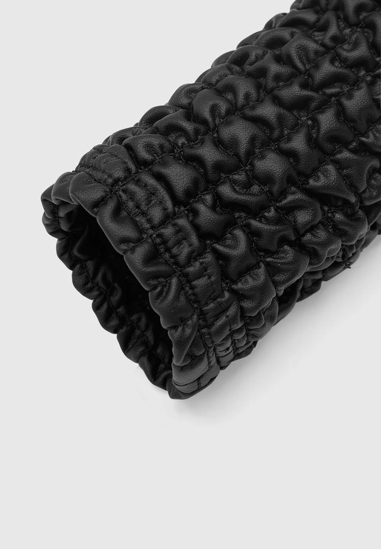 Woman Tops Vegan Leather Popcorn Cut Out Bodysuit - Black BODYSUITS