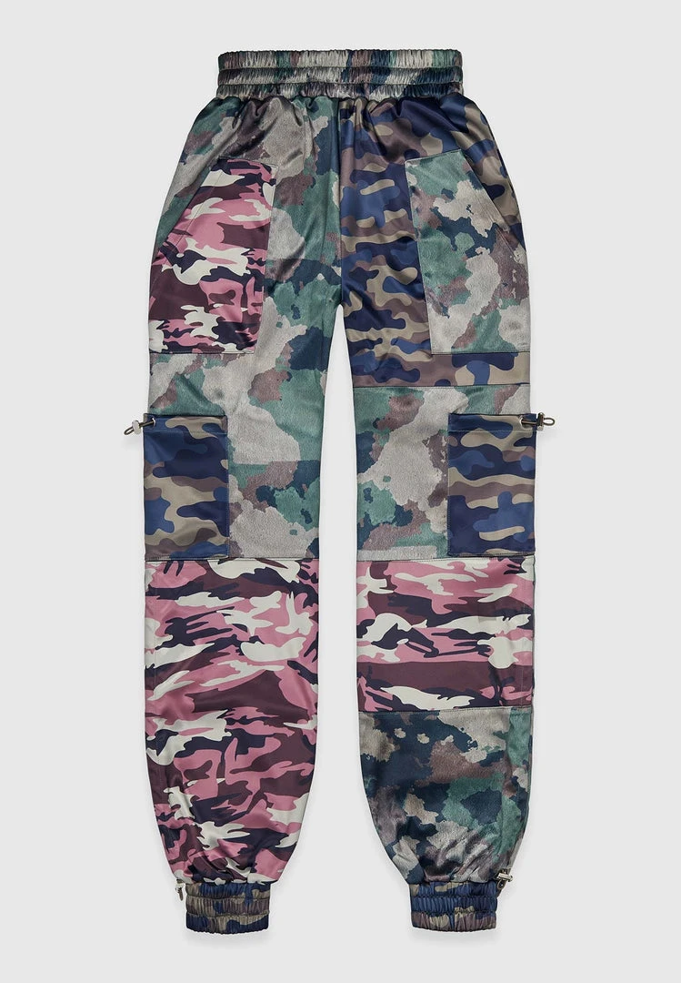 Woman Trousers Satin Camo Cargo Pants - Khaki CARGO PANTS & JOGGERS
