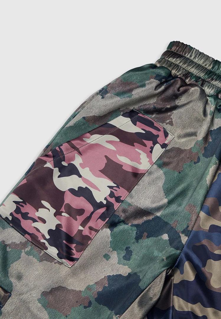 Woman Trousers Satin Camo Cargo Pants - Khaki CARGO PANTS & JOGGERS