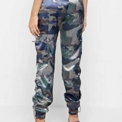 Woman Trousers Satin Camo Cargo Pants - Khaki CARGO PANTS & JOGGERS