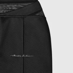 Woman Tracksuits TROUSERS Mesh Waist Track Pants - Black