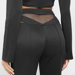 Woman Tracksuits TROUSERS Mesh Waist Track Pants - Black