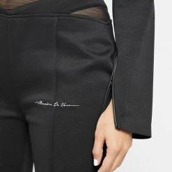 Woman Tracksuits TROUSERS Mesh Waist Track Pants - Black