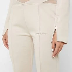 Woman Tracksuits TROUSERS Mesh Waist Track Pants - Beige