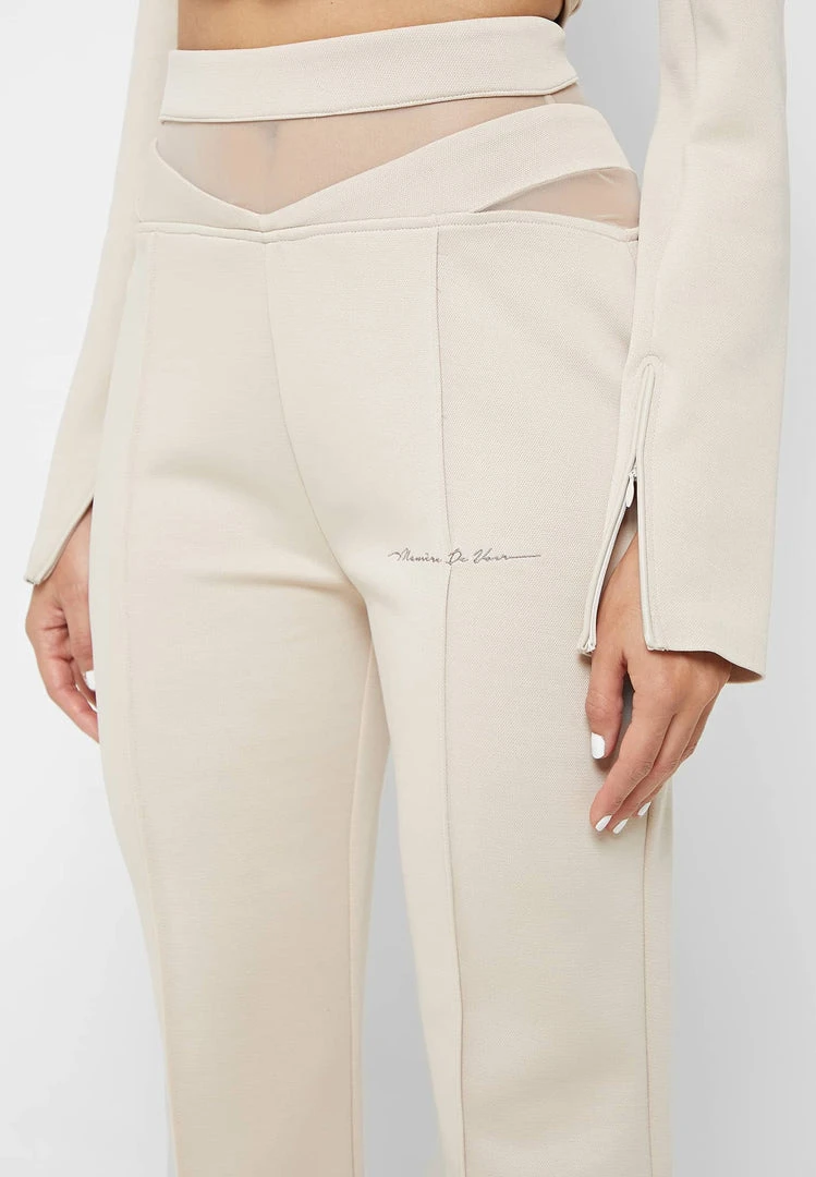 Woman Tracksuits TROUSERS Mesh Waist Track Pants - Beige
