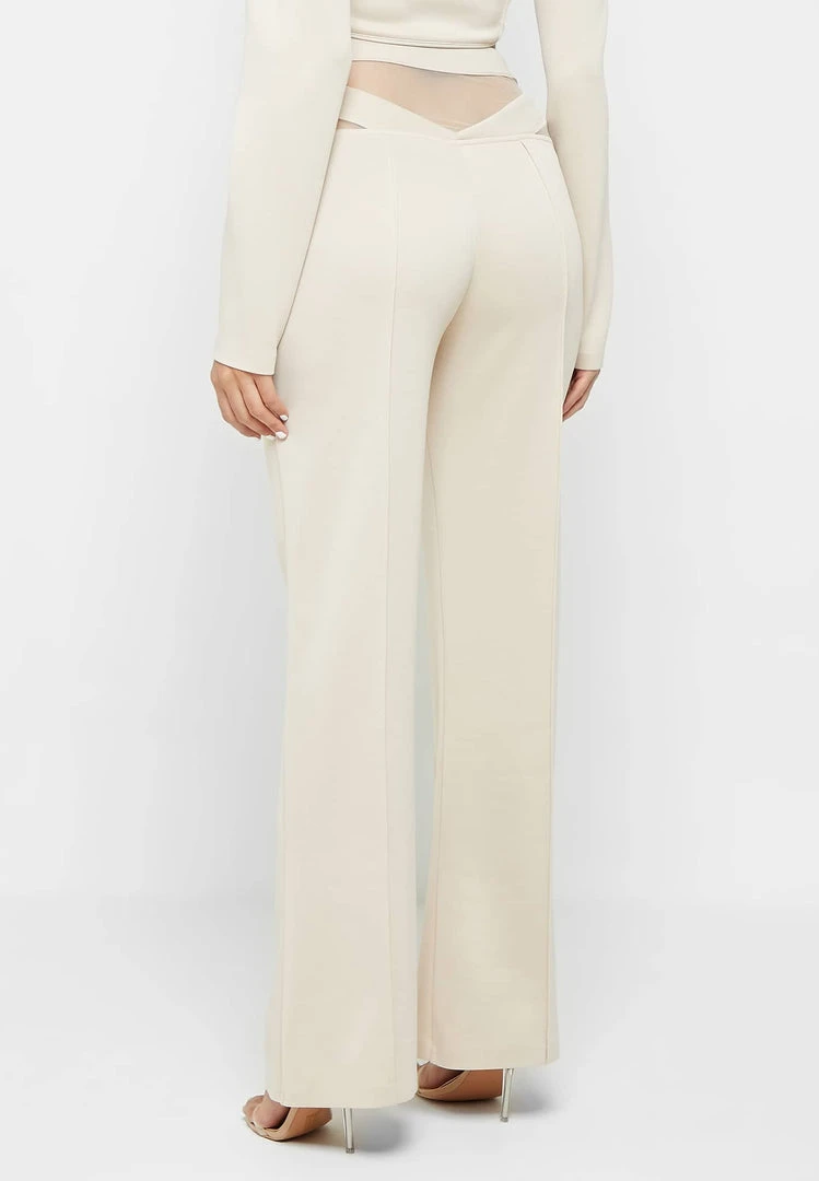 Woman Tracksuits TROUSERS Mesh Waist Track Pants - Beige