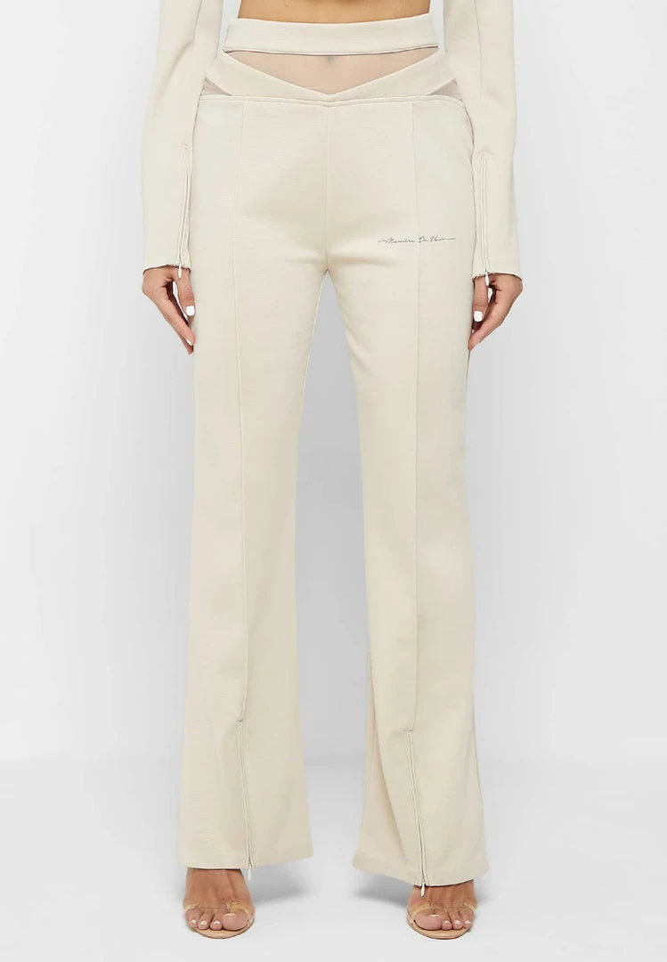 Woman Tracksuits TROUSERS Mesh Waist Track Pants - Beige