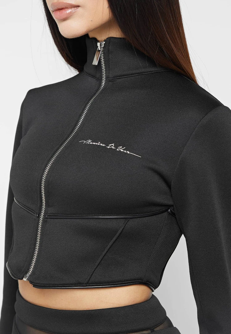 Woman Tracksuits Corset Track Jacket - Black