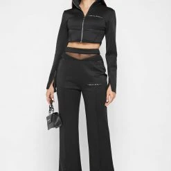 Woman Tracksuits Corset Track Jacket - Black