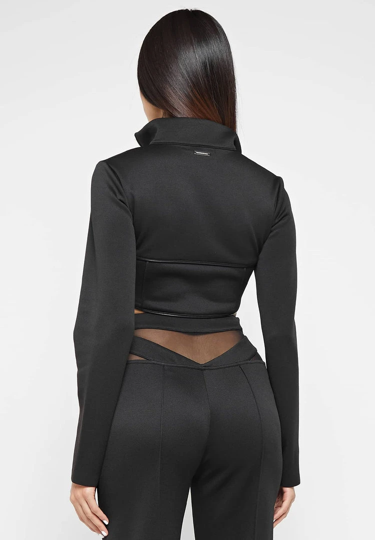 Woman Tracksuits Corset Track Jacket - Black