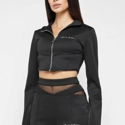 Woman Tracksuits Corset Track Jacket - Black