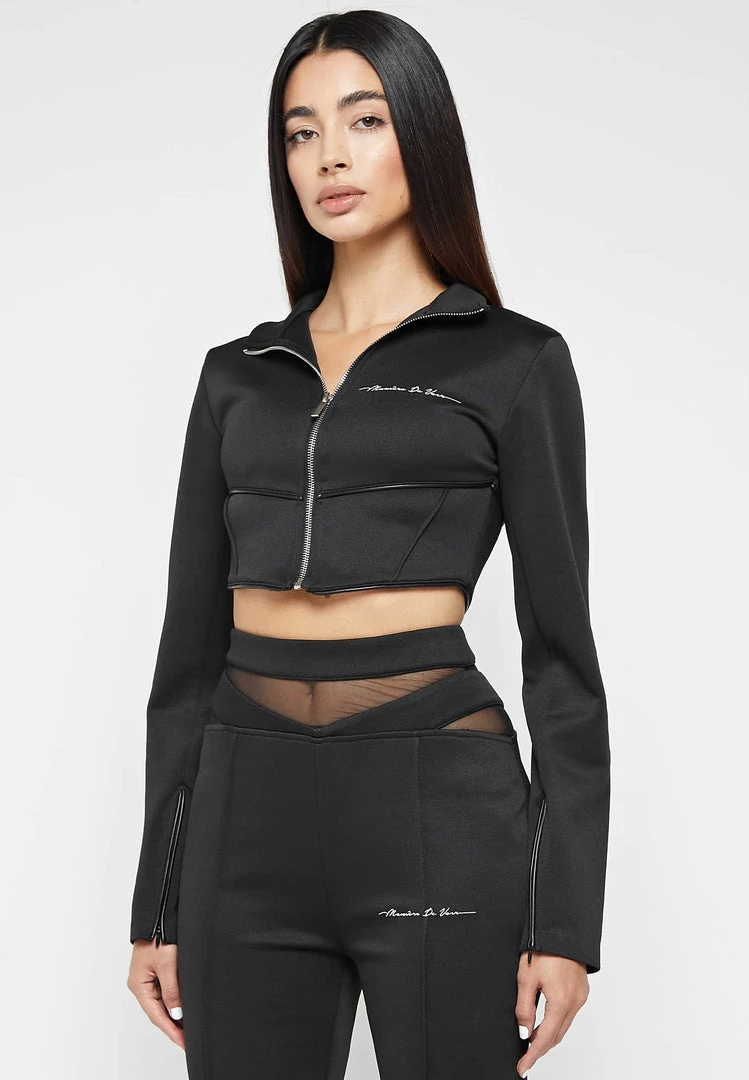 Woman Tracksuits Corset Track Jacket - Black