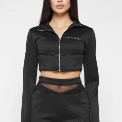 Woman Tracksuits Corset Track Jacket - Black