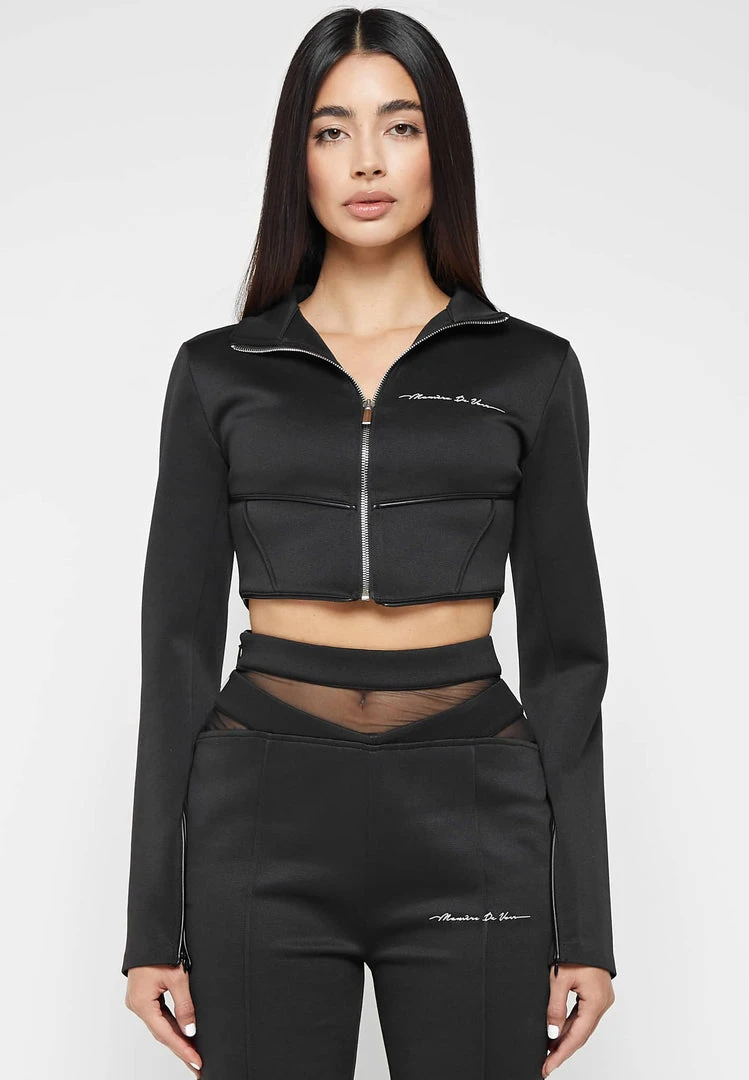 Woman Tracksuits Corset Track Jacket - Black