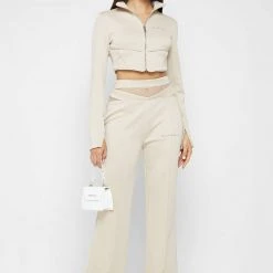 Woman Tracksuits Corset Track Jacket - Beige CO-ORDS