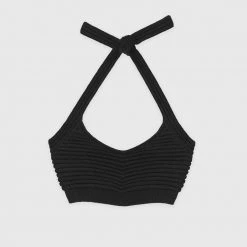 Woman Tops Knitted Bralette Top - Black TOPS & T SHIRTS