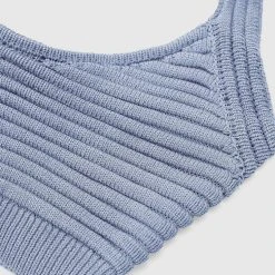 Woman Tops TOPS & T SHIRTS Knitted Bralette Top - Pale Blue