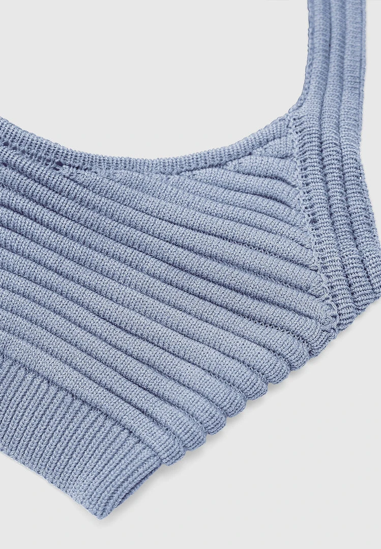 Woman Tops TOPS & T SHIRTS Knitted Bralette Top - Pale Blue