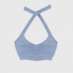 Woman Tops TOPS & T SHIRTS Knitted Bralette Top - Pale Blue