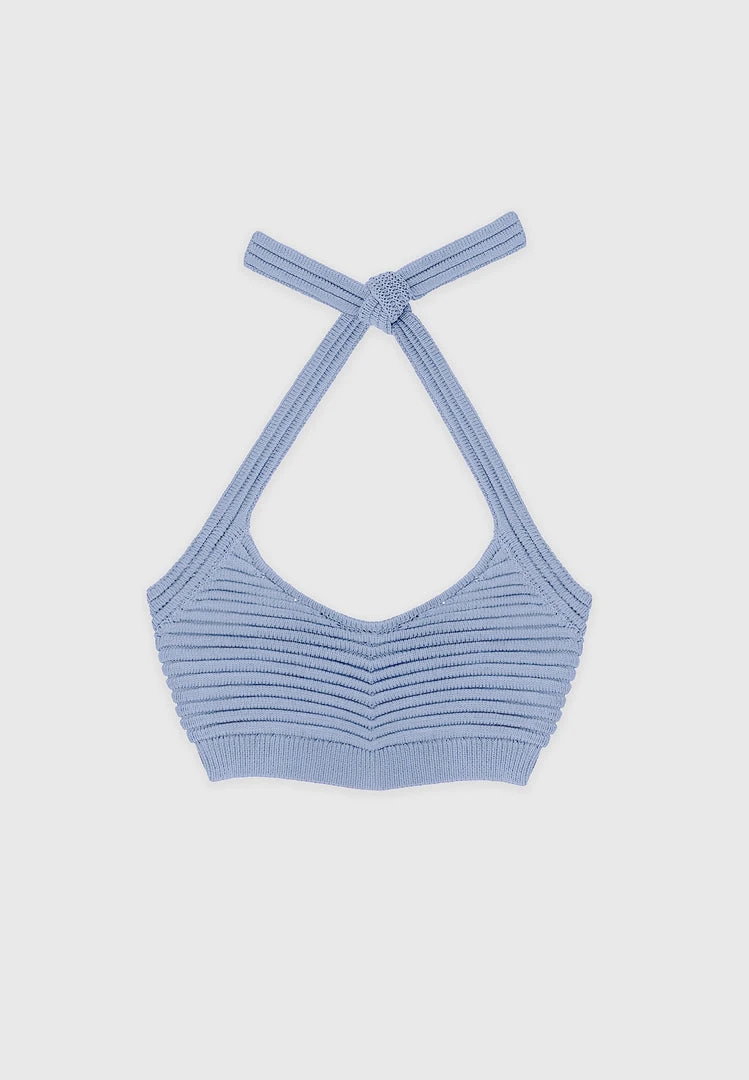 Woman Tops TOPS & T SHIRTS Knitted Bralette Top - Pale Blue