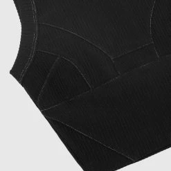 Woman Tops Ribbed Contour Racer Neck Top - Black TOPS & T SHIRTS