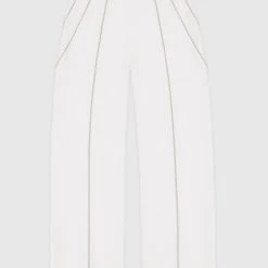 Woman Trousers Tailored Corset Detail Trousers - White/Beige