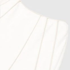 Woman Trousers Tailored Corset Detail Trousers - White/Beige