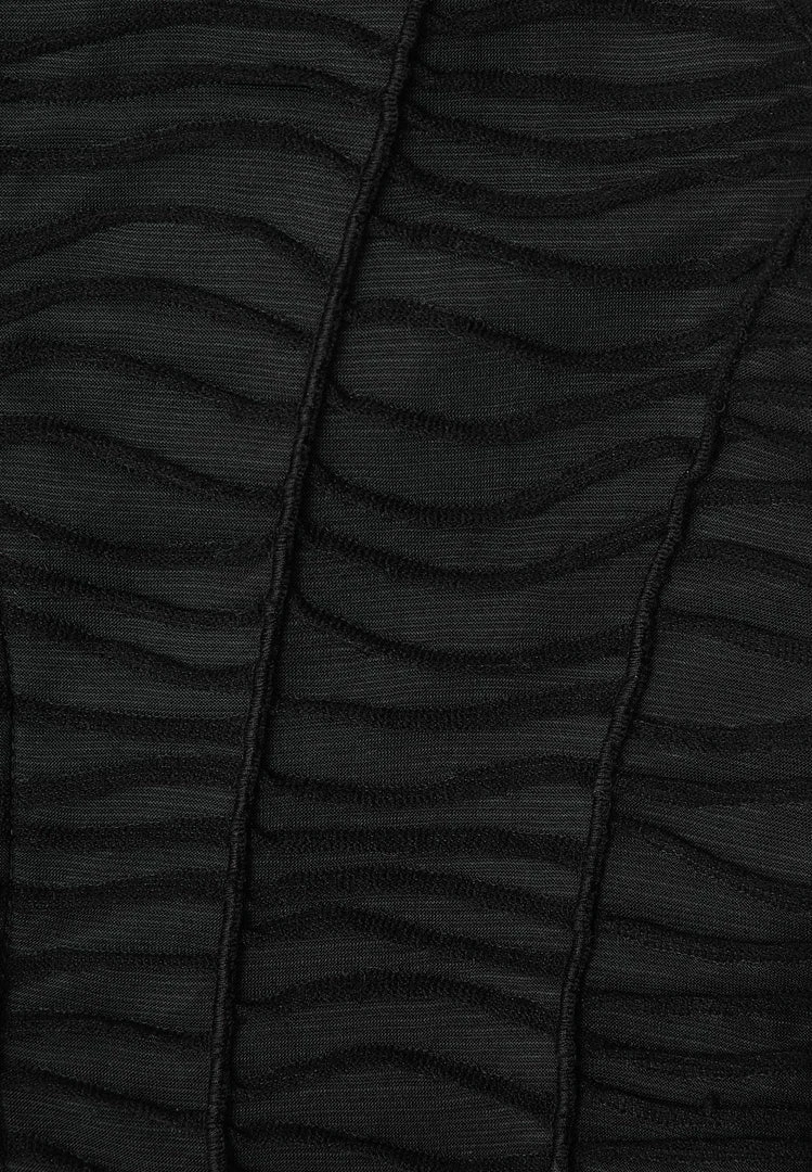 Woman Tops Asymmetric Shirred Mesh Top - Black