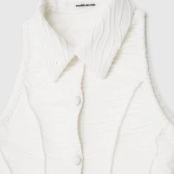 Woman Tops TOPS & T SHIRTS Asymmetric Shirred Mesh Top - Off White