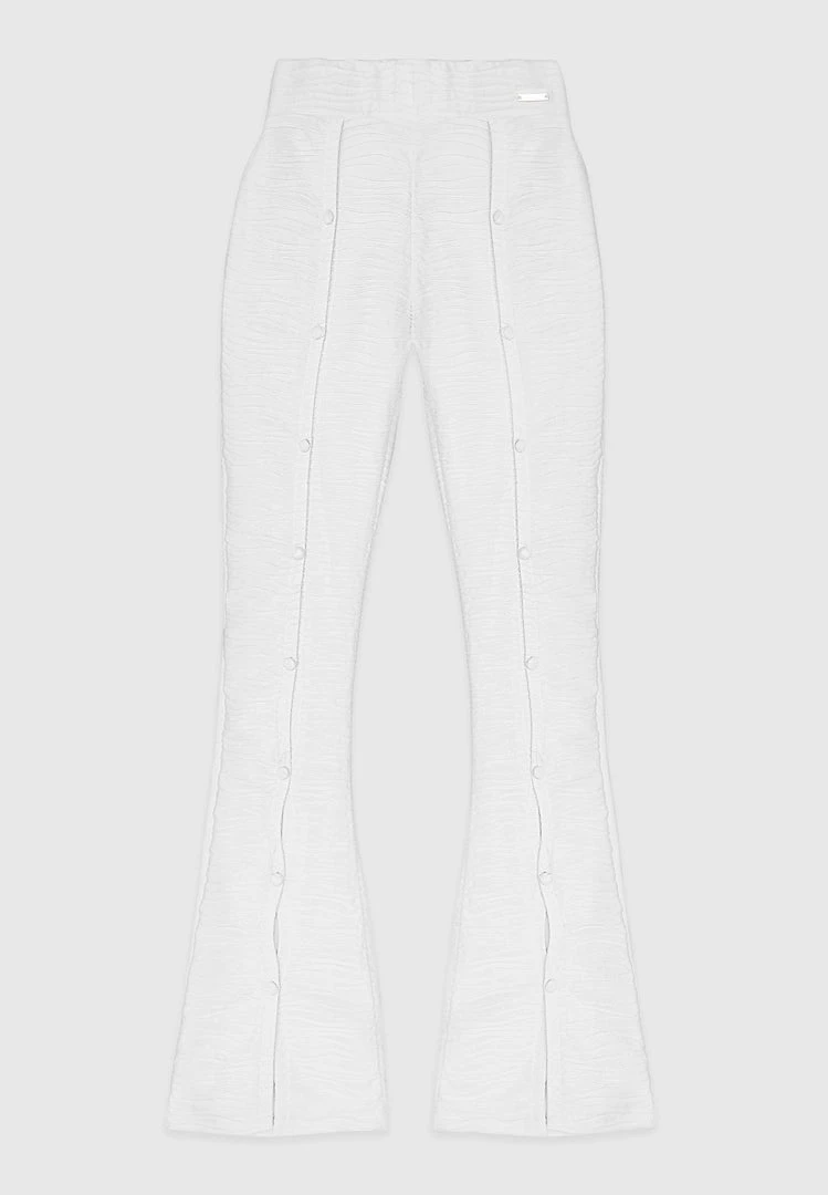 Woman Leggings Flared Mesh Button Up Trousers - Off White CO-ORDS